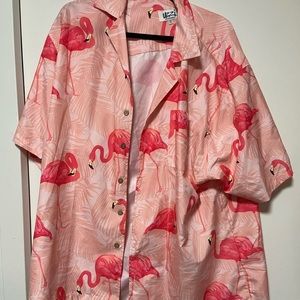 flamingo print beach shirt - size XL
